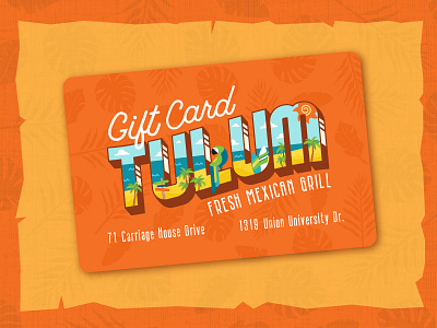 Tulum Mexican Grill Gift Card branding giftcard illustration restaurant restaurant branding typogaphy