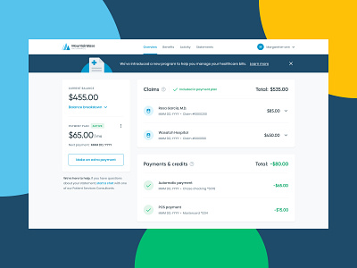 Billing dashboard updates billing dashboard design desktop healthcare insurance payment plan product ui web