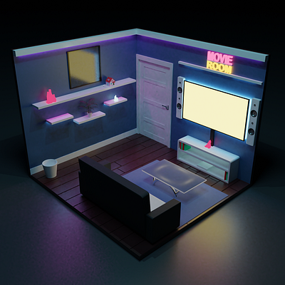 My Movie Room 3d animation 3d art 3dartist 3dartwork 3dmodel blender3d blender3dart illustration3d modeling