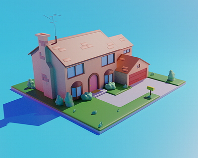 Simpsons house 3d art 3darchitecture 3dartist 3dartwork 3dmodelling 3dmovie blender3d blender3dart blendercycles illustration3d