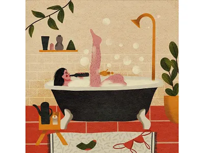 Bath time art characterdesign digital illustration digitalart flat illustraion woman