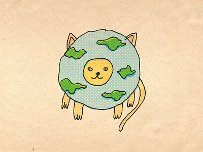 Cat Planet animal art animals art cartoon illustration cats digital art illustration old cartoon planet earth retro vintage
