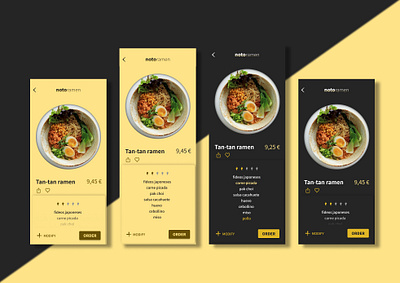 Detail of a ramen dish app design ui