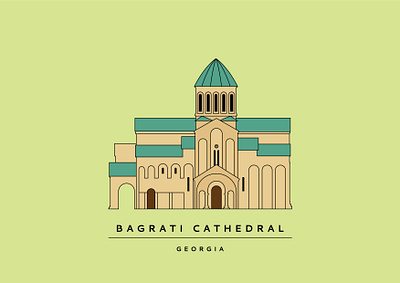 Bagrati Cathedral adobe illustrator architecture art design georgia graphic design illustration minimalism outline poster art posters vector