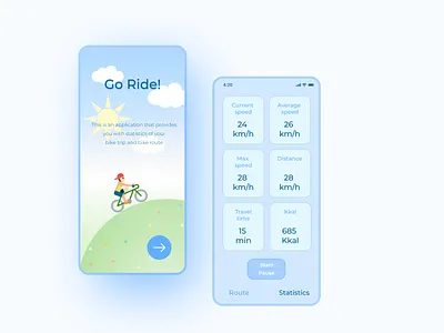Go Ride App app design application bicycling design illustration sport sport app ui ux vector