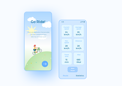 Go Ride App app design application bicycling design illustration sport sport app ui ux vector