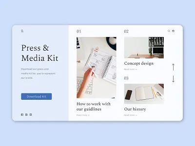 Press Page article daily dailyui design download media media kit page press press kit press page scroll ui ux