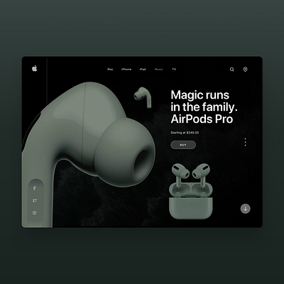 iOS Airpods Pro - Landing Page airpods apple application concept design dark ui desktop design ios ios app design landing page design mobile app responsive design ui design uiux user interface ux design visual design website design