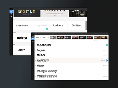 Desktop app font search desktop app filter fonts product search search results type typography ui ux