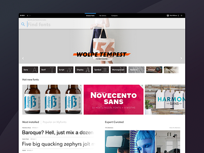 Monotype Library Subscription Desktop App browse desktop app fonts product product design search type typopgraphy ui ux
