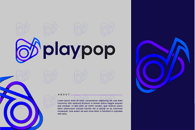 PLAYPOP branding icon logo logodesign minimal modern logo music typography
