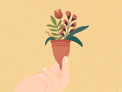 Flowers in your hand autumn eco ecology flower hand illustration ipad menstrual cup menstruation procreate zero waste