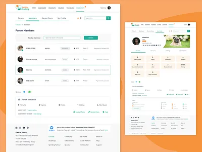 Community UI Design for Online Learning Platform community dashboard ui dog dogs education forum member online course online learning platform online training ui design user experience user experience design userinterface