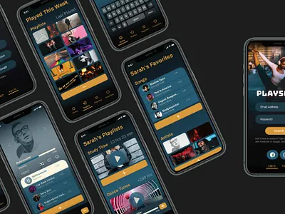 Playsome app branding design music app typography ui ux