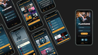 Playsome app branding design music app typography ui ux
