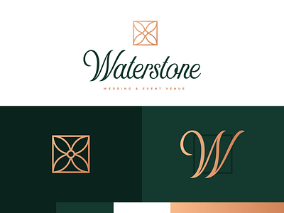 Waterstone Event Venue Logo Details branding event venue logo logo design script venue wedding