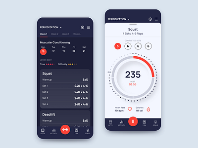 Powerlifting App Concept activity fitness powerlifting strength training ui weightlifting