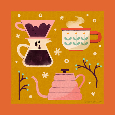 Coffee coffee cute design digital digital illustration food icon illustration items robin sheldon