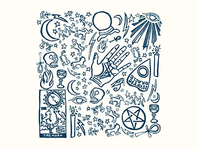 Occult Pattern arcane artwork block printing branding children book illustration color color palette creepy design fine art halloween illustration metaphysical occult pattern spooky stationery design tarot vector