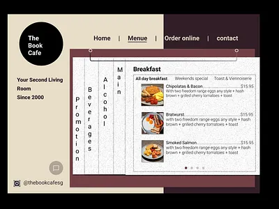 [Book Cafe Redesign] Day 2 Menu_V1 menu menu design redesign redesign tuesday webdesign website design