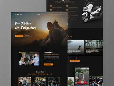 Ichi Rent Bali - Web Redesign adventure backpacker bali black climbing dark ui homepage landingpage mountain nature orange redesign rental transportation travel travel agency ui design uiux webdesign website