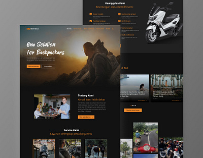 Ichi Rent Bali - Web Redesign adventure backpacker bali black climbing dark ui homepage landingpage mountain nature orange redesign rental transportation travel travel agency ui design uiux webdesign website