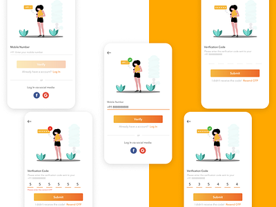 Sahyogi OTP Verification Screens b2b colors figma illustraion mobile app mobile ui otp sketchapp uidesign uxdesign verification