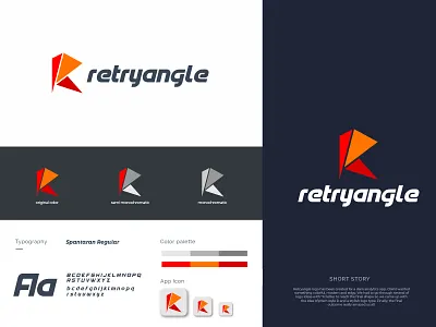 retryangle brand brandauxin branding custom flat font icon illustration logo minimal r logo red redesign retryangle template texture triangle typography vector white