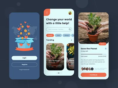 Fundraising App Design app concept app design app designer app designer usa app development app ui contribution donations dribbble fund funding fundraise fundraiser fundraising fundraising app mobile app mobile ui social campaign ui ux