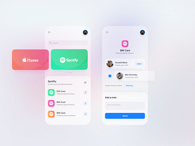 Buy Gift Cards - Conceptual App concept gift gift card iphone app itunes social spotify ui