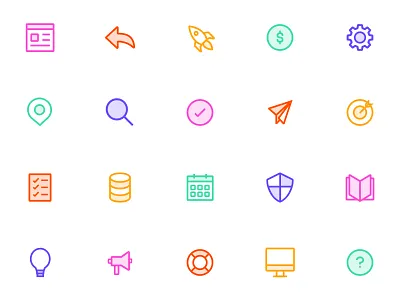 Icon set for website or mobile app design designsystem icon icon design iconographic iconography icons icons design icons pack icons set iconset library line linear mobile icons neon outlined stroke icons system website icons