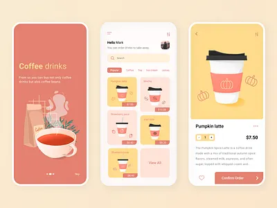 Coffee shop app app design coffee coffee bar coffee cafe app colorful disign mobile ui ux