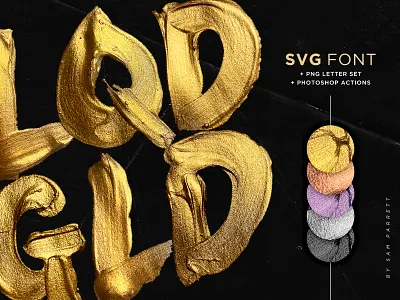 Liquid Gold SVG Font + Actions 3d bitmap font color font colour font gold liquid opentype svg real realistic svg svg font