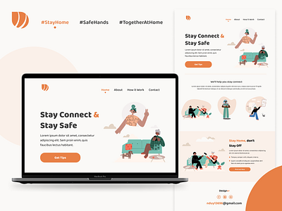 StayConnect Landing Page UI blush illustraion landing page logo stayhome ui
