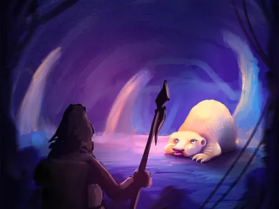 Monster in the cave art character concept design drawing illustration monster paint painting