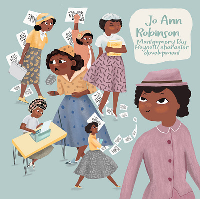 Jo Ann Robinson Montgomery Bus Boycott black history month characterdesign children book illustration childrens illustration illustration