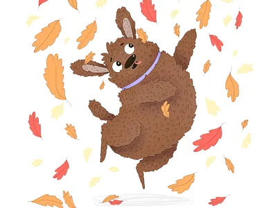 Autumn happiness 2d cg character design childrenbook cute digital drawing illustration