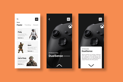 Gaming Info App art colors design flat gaming gaming app info information design interaction minimal typography ui user interface ux