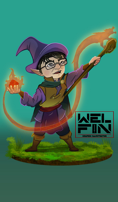 Wilmar Elf Wizard characterdesign digital art illustration original character originalcharater welfinstudio