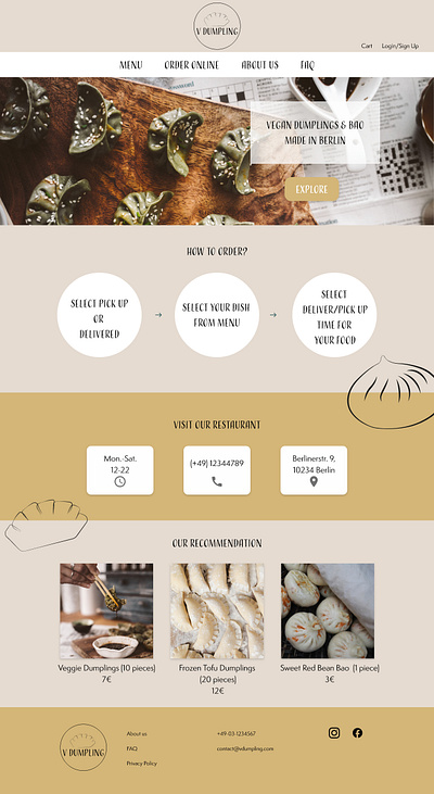 vegan dumpling restaurant website berlin design earthy fall restaurant uiux vegan website