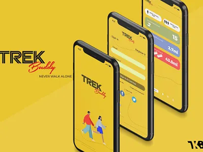 Trek Buddy app design minimal typography ui ux