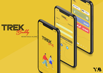 Trek Buddy app design minimal typography ui ux