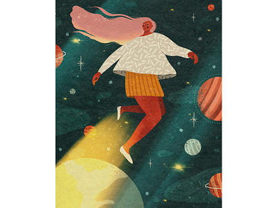 Girl in space 2d art characterdesign digital illustration digitalart flat girl illustraion illustrator procreate shape texture