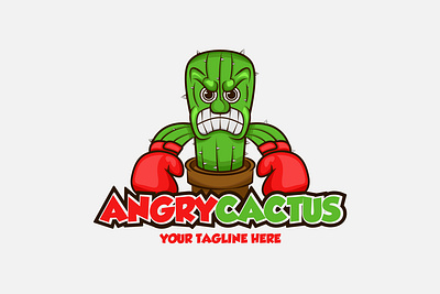 Angry Cactus Mascot Logo animation design flat illustration logo portfolio vector