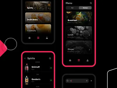 In-Venue Menu bar client club dark ui hospitality menu menu design menubar ordering restaurant serving