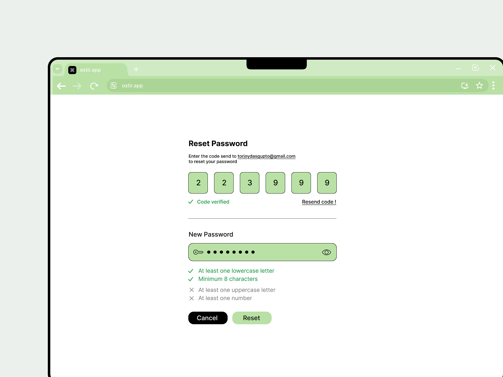 Reset Password - Ostir by Torjoy on Dribbble