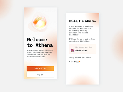 Athena - Welcome ai ai copilot app branding chatgpt design inspiration ios mobile product ui ux