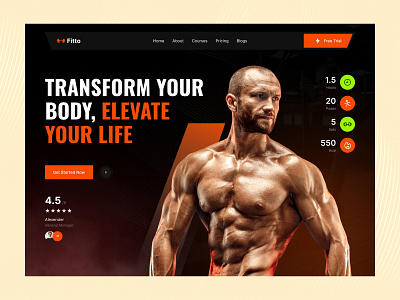 Fitness Landing Page exercise fitness center fitness club fitness landing page fitness metrics fitness service website fitness ui design fitness web design gym landing page gym website gymnastic health healthy lifestyle online gym platform personal trainer service website training website website design workout landing page yoga