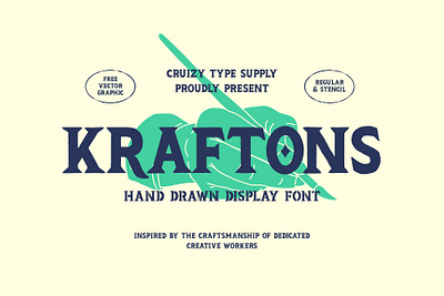 KRAFTONS – Hand Drawn Vintage Serif Font classic font display font graphic print retro font riso stencil type design typography vintage