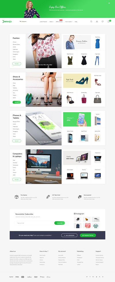 Dansaja Big store website big store electronics fashion store homepage many category store multi store store ui ui design website